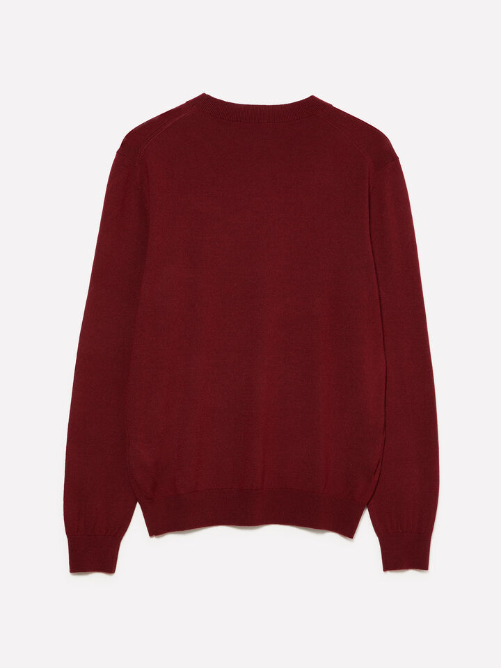 Maglia rosso granato in misto lana - maglie girocollo da uomo - Bordeaux | Sisley image number 2